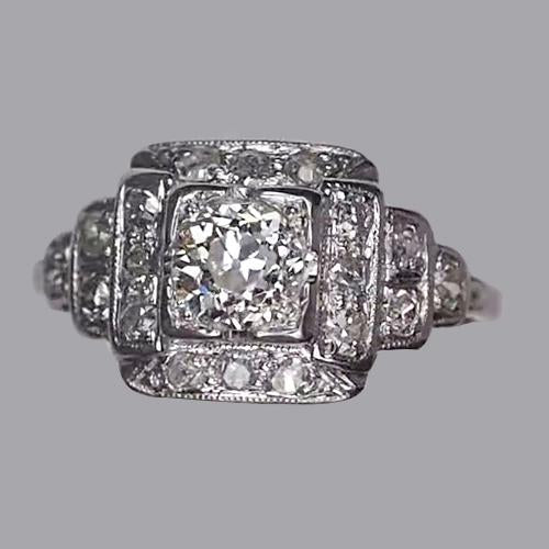 Damen Halo Runder alter Minenschliff Echt Diamantring 2 Karat Schmuck - harrychadent.ch