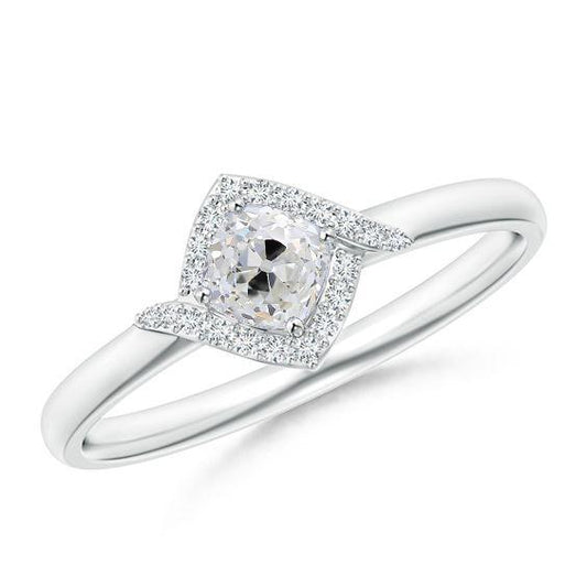 Damen Halo Verlobungsring Old Cut Kissen Echt Diamant 2.25 Karat - harrychadent.ch