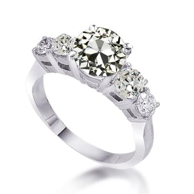 Damen Jubiläumsring Alter Bergmann Echt Diamant 5 Steinkörbe Set 2 Karat