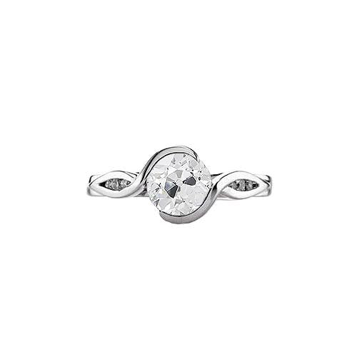Damen Jubiläumsring Rund Old Cut Echt Diamanten 1,25 Karat Tension Style Gold - harrychadent.ch