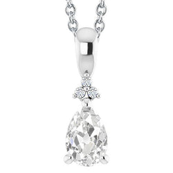 Damen Naturlich Diamant Anhänger Birne Old Cut 3 Karat Weißgold 14K