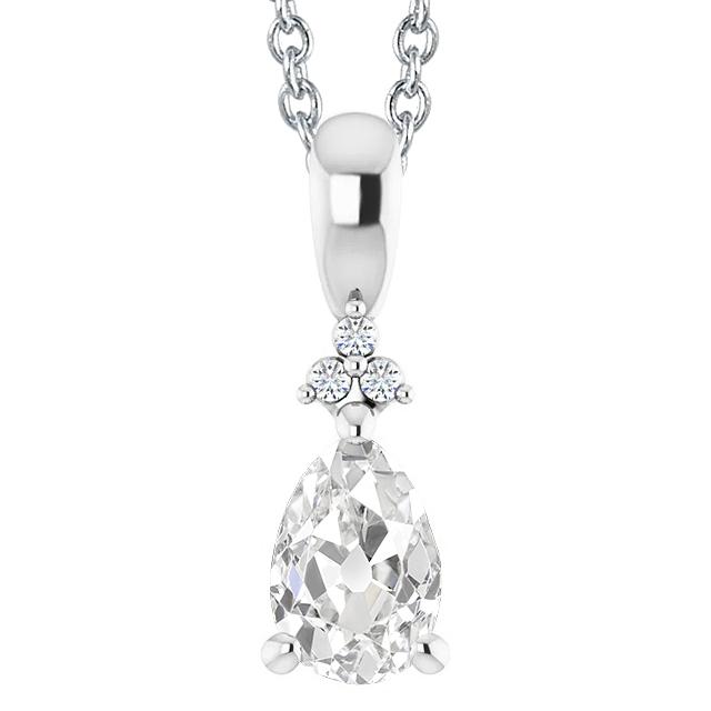 Damen Naturlich Diamant Anhänger Birne Old Cut 3 Karat Weißgold 14K - harrychadent.ch