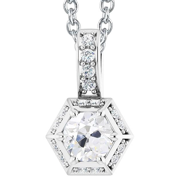 Damen Naturlich Diamant Anhänger Halo Alter Bergmann 4,50 Karat Weißgold 14K - harrychadent.ch