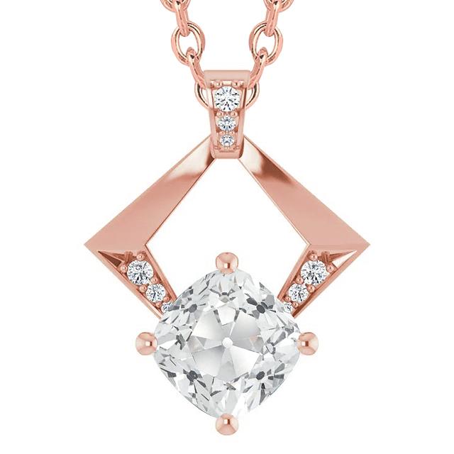 Damen Naturlich Diamant Anhänger Rund & Kissen Old Cut 6 Karat Roségold 14K - harrychadent.ch