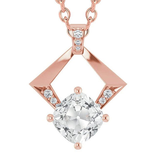 Damen Naturlich Diamant Anhänger Rund & Kissen Old Cut 6 Karat Roségold 14K - harrychadent.ch