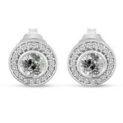 Damen Naturlich Diamant Halo Ohrstecker Lünette Set Alter Bergmann 6 Karat