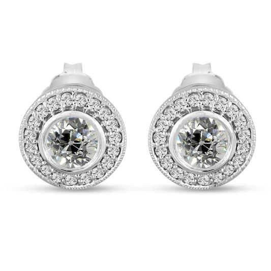 Damen Naturlich Diamant Halo Ohrstecker Lünette Set Alter Bergmann 6 Karat - harrychadent.ch