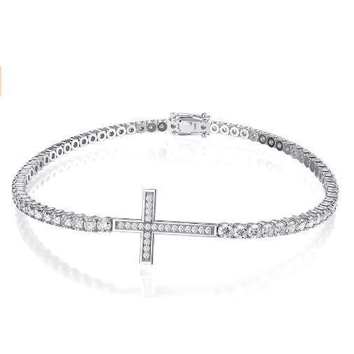 Damen Natürlich Diamant Tennis Kreuz Armband 7 Karat Weißgold Schmuck - harrychadent.ch