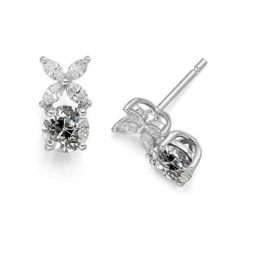 Damen Ohrstecker Marquise & Runden Alter Bergmann Echt Diamants 3,50 Karat - harrychadent.ch