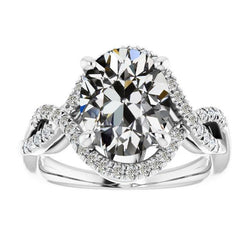 Damen Runder & Ovaler Ehering Mit Altem Minenschliff Echt Diamant 8.50 Karat
