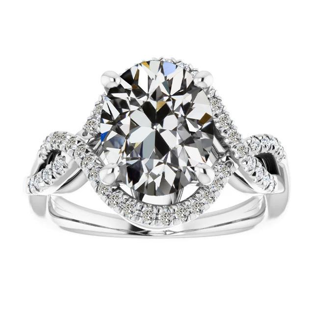 Damen Runder & Ovaler Ehering Mit Altem Minenschliff Echt Diamant 8.50 Karat