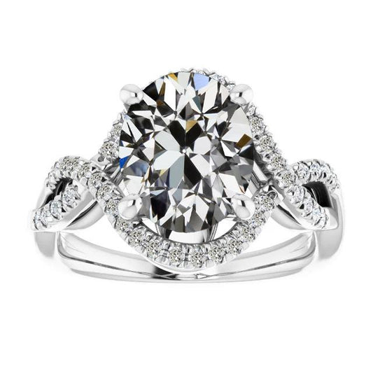 Damen Runder & Ovaler Ehering Mit Altem Minenschliff Echt Diamant 8.50 Karat