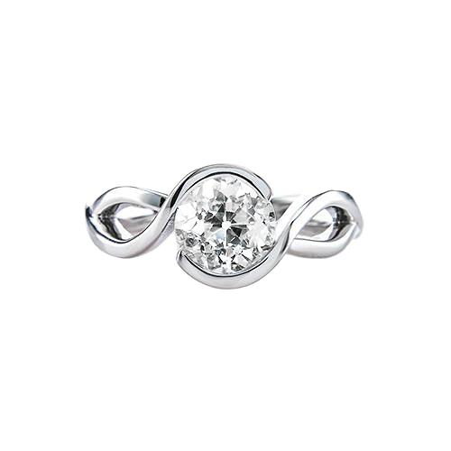Damen Solitaire Old Cut Runder Echt Diamantring 1 Karat Twisted Style