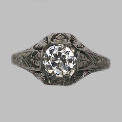 Damen Solitaire Old Cut Runder Natürlich Diamantring Antik-Stil 1.25 Karat