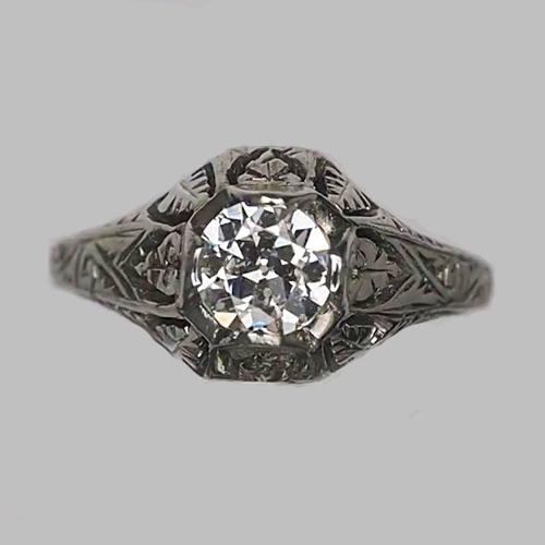 Damen Solitaire Old Cut Runder Natürlich Diamantring Antik-Stil 1.25 Karat