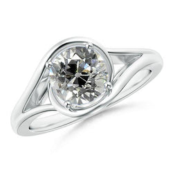 Damen Solitaire Old Mine Cut Echt Diamantring 2 Karat Split Shank Gold