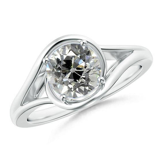 Damen Solitaire Old Mine Cut Echt Diamantring 2 Karat Split Shank Gold - harrychadent.ch