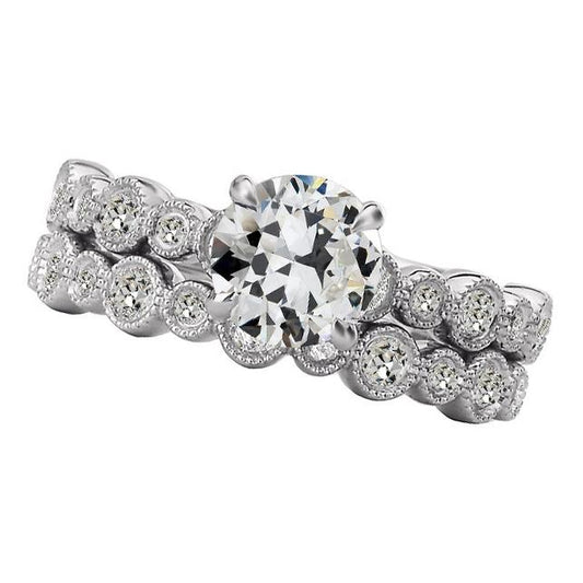 Damen Verlobungsring Set Alter Minenschliff Natürlich Diamant Vintage-Stil 5 Karat - harrychadent.ch
