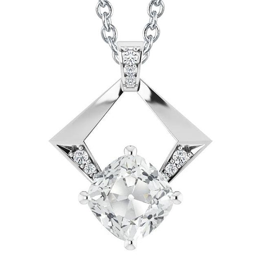 Damen Weißgold Naturlich Diamant Anhänger Kissen Old Cut 6 Karat 14K - harrychadent.ch