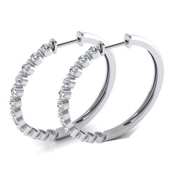 Damen schwimmende runde Echt Diamant-Creolen 3,60 Karat 3.80 Cm