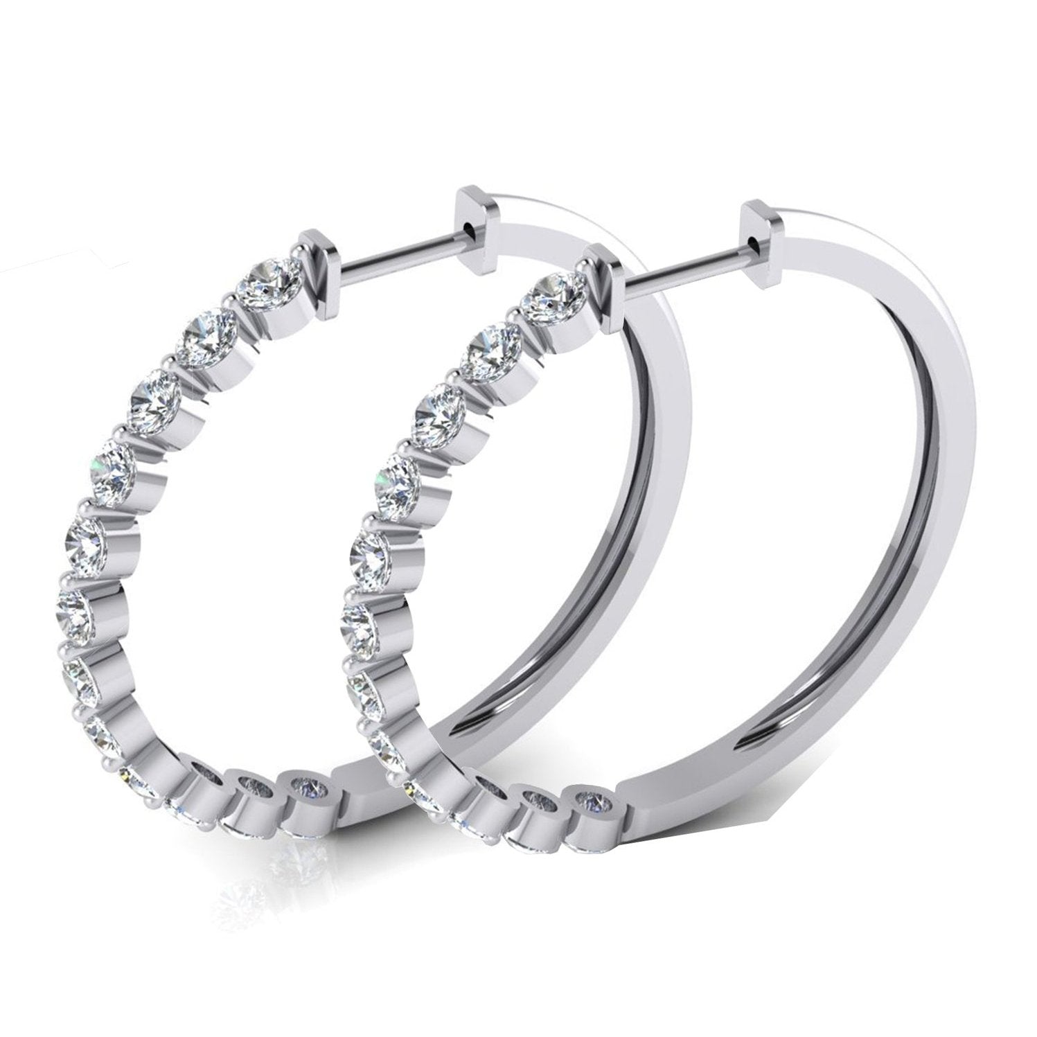 Damen schwimmende runde Echt Diamant-Creolen 3,60 Karat 3.80 Cm - harrychadent.ch
