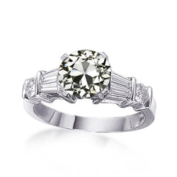 Damenring Baguette & Rund Old Mine Cut Echt Diamant Gold 3 Karat