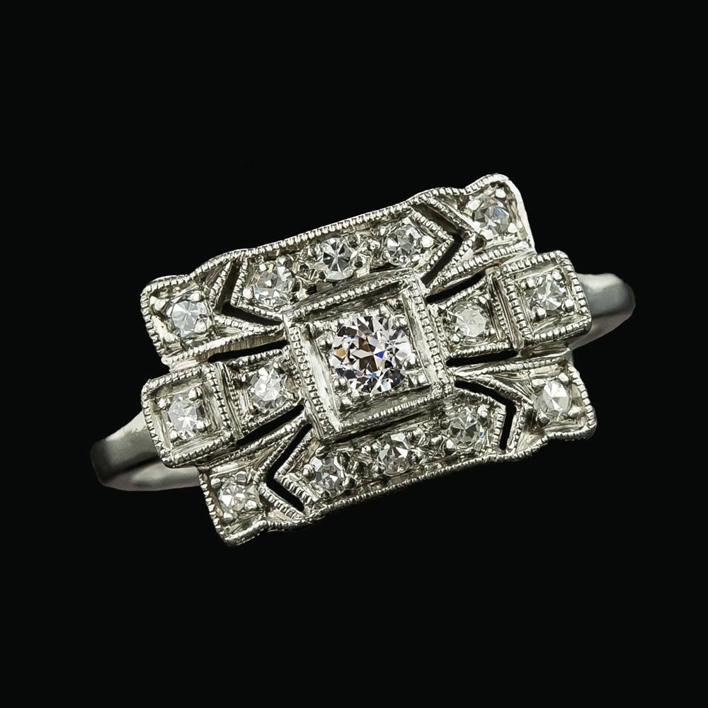 Damenring Mit Rundem Echt Diamanten Im Altschliff 1,75 Karat Weißgold 14K Schmuck