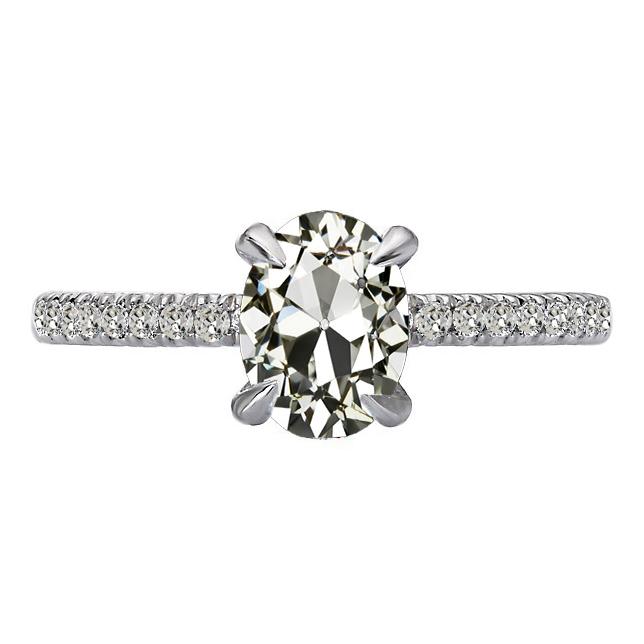 Damenring Oval Old Mine Cut Echt Diamant Krappen Set 6,50 Karat