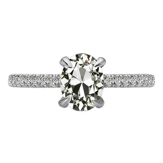 Damenring Oval Old Mine Cut Echt Diamant Krappen Set 6,50 Karat