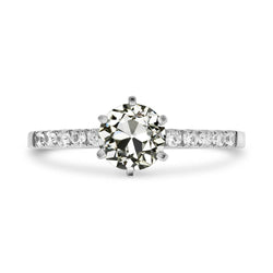 Damenring Rund Alter Bergmann Echt Diamant 6 Krappen Set 3,50 Karat