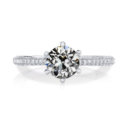 Damenring Runder Echt Diamant Im Alten Minenschliff 6-Krappen-Set 4 Karat Gold