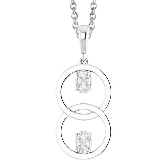 Doppelkreis Echt Diamant Anhänger Oval alter Bergmann 2 Stein & Kaution 2 Karat