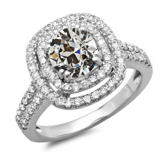 Doppelter Halo-Ring Alter Minenschliff Runder Naturliche Diamant 6,50 Karat