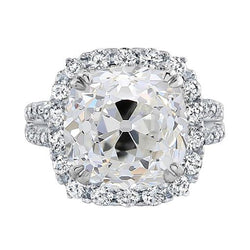 Double Shank Halo Cushion Alter Bergmann Natürliche Diamantring 4,50 Karat