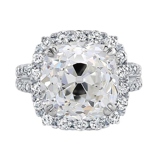 Double Shank Halo Cushion Alter Bergmann Natürliche Diamantring 4,50 Karat