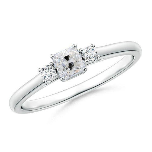 Drei-Stein-Alter Echt Diamanten Bergmann Ring 1,70 Karat Weißgold 14K - harrychadent.ch
