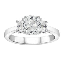 Drei-Stein-Kissen Alter Bergmann Echt Diamantring 14K Gold 2,50 Karat