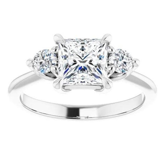 Drei-Stein-Prinzessin-Echt Diamant-Ring Mit Runden Steinen 2,25 Karat Gold
