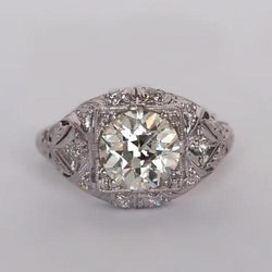Drei-Stein-Ring Altschliff Runde Natürliche Diamanten Antik-Stil 2 Karat