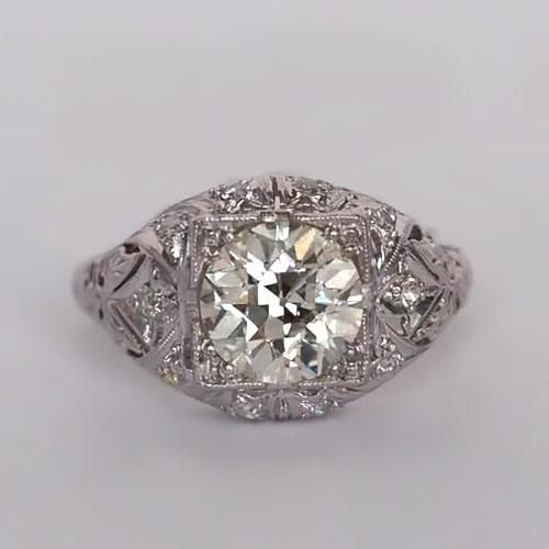 Drei-Stein-Ring Altschliff Runde Natürliche Diamanten Antik-Stil 2 Karat