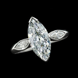 Drei-Stein-Ring Marquise Alter Bergmann Natürliche Diamanten 6 Karat Goldschmuck