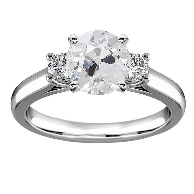 Drei-Steine-Jubiläums-Rund Echt Diamant Ring Im Minenschliff 3,75 Karat
