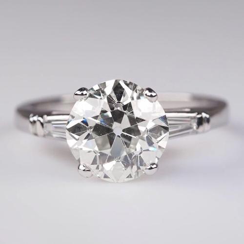 Drei-Steine-Ring Baguette & runde Echt Diamanten im alten Minenschliff 2,75 Karat- harrychadent.ch