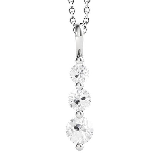 Drei Stein Echt Diamant Anhänger Krappen Set Rund alter Bergmann 2,50 Karat - harrychadent.ch
