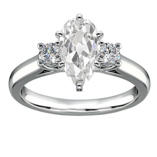 Drei Steine Ehering Rund & Birne Alter Bergmann Echt Diamanten 5 Karat