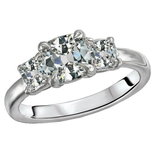 Eagle Claws Drei-Stein-Ring Kissen Alter Bergmann Echt Diamant-Krappen-Set 7 Ct