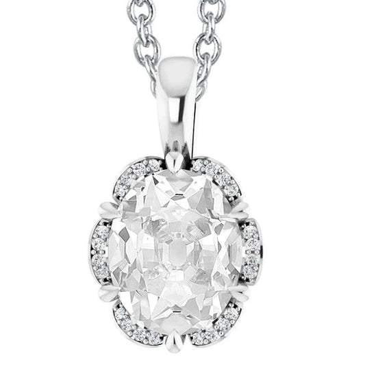 Eagle Claws Halo Echt Diamant Anhänger Oval Old Mine Cut 6,50 Karat