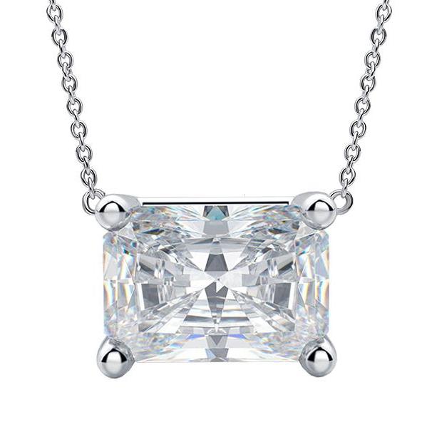 East West Set Echt Diamant Anhänger Hundeohr Radiant Cut 3 Karat Single Prong