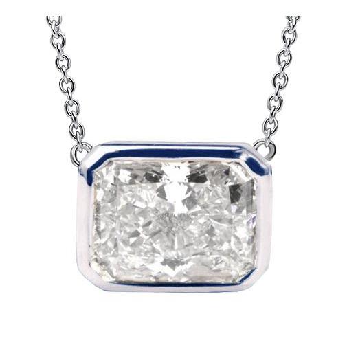 East West Set Natürliche Damen Radiant Diamant Anhänger Lünette Hundeohr 2 Karat