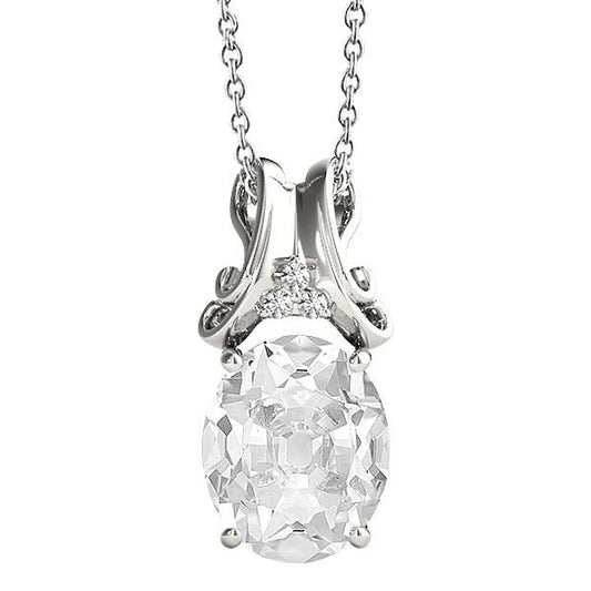 Echt Diamant-Anhänger-Halskette Mit Bügel Rund & Oval Alter Bergmann 5,50 Karat